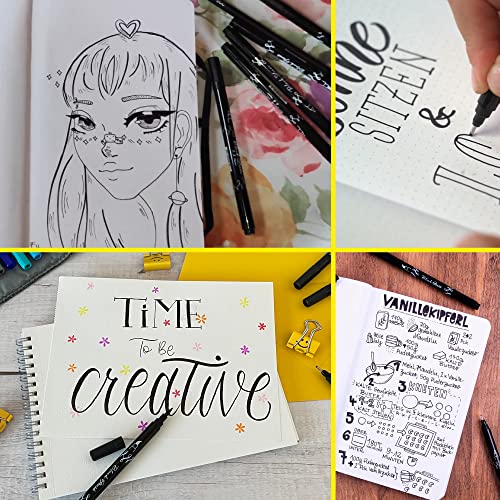 Online Black Calligraphy Pens 5 Different Sizes with Brush and Calligraphy Tip Hand Lettering Pens Hand Lettering Set Bullet Journal Writing