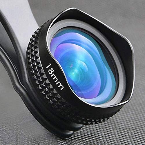 QIANGGAO Universal Mobile Phone Lens - Wide-Angle 18MM Professional Optical Fixed Focus Without Distortion Professional HD Cell Phone Zoom Lens for iPhone and Other Android Smartphone