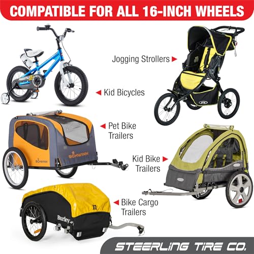Three 16-Inch Tire Replacements for Jogging Strollers Like BOB Ironman & Bike Trailers Including Allen Sport, Burley and Instep (3-Pack) by Steerling Tire Co.