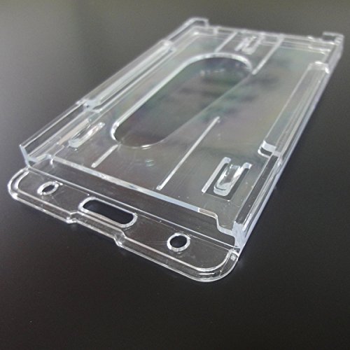 Promotion 3 Pieces 10 x 6cm Clear Vertical Hard Plastic Badge Holder Double Card ID Slot