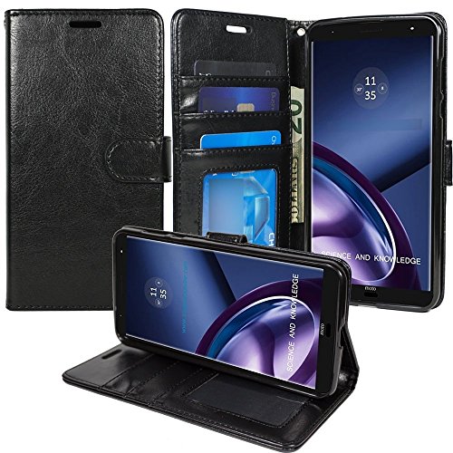 ZTE MAX XL Case, ZTE ZMax PRO 2, ZTE Blade Max 3 Wallet Cover Pouch Flip Folio [Kickstand Feature] PU Leather Cover w/ ID Card Slot for MAX XL N9560 by Zase Professional Design Slim Fit (Solid Black) - Thumbnail 4