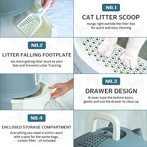JX FITNESS Cat Litter Box with Removable Tray, Scoop, Waste Bag