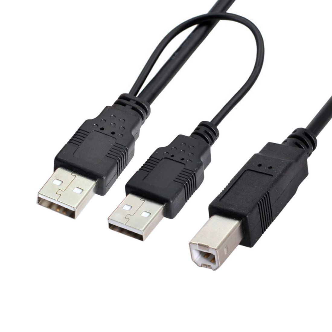 CY 80cm Dual USB 2.0 Male to Standard B Male Y Cable for Printer & Scanner & External Hard Disk Drive — image 1