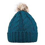 GRAMONI Men / Women's Winter Hand Knit Faux Fur Pompoms Beanie Hat (Single-green)