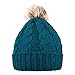 GRAMONI Men / Women's Winter Hand Knit Faux Fur Pompoms Beanie Hat (Single-green)