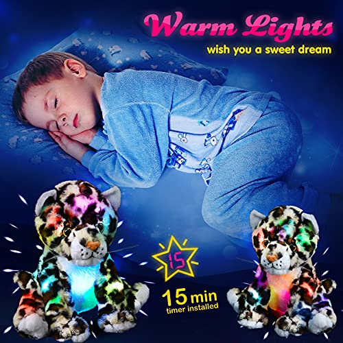 Bstaofy Light up Cheetah Plush LED Leopard Stuffed Animals Night Light