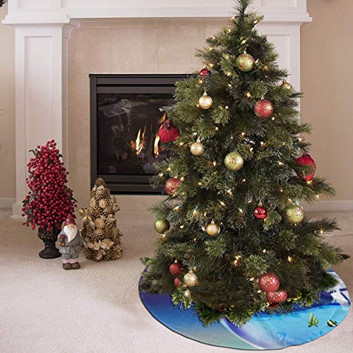 NGFF Fish in The Bathtub Traditional Christmas Tree Skirt Santa & Reindeer Tree Ornaments Tree Skirt for Christmas Decoration