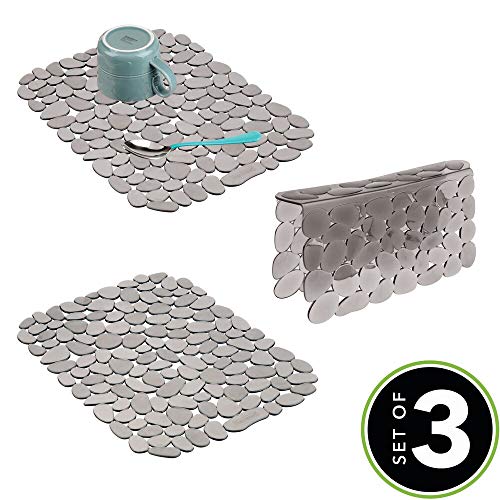 mDesign Adjustable Kitchen Sink Dish Drying Mat/Grid Soft Plastic