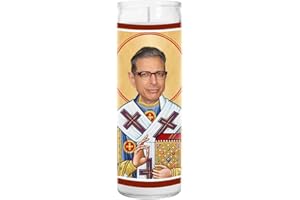 CELEB PRAYER CANDLE Goldblum Celebrity Prayer Candle - Saint Candle - 8 inch Glass Prayer Votive - Handmade in USA - Novelty Celebrity Gift