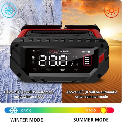 Haisito 12V/24V Smart Fast Battery Charger, 20A, LiFePO4 Lithium Lead Acid (AGM/Gel/SLA) for Cars, Boats, Motorcycles, 240V Input