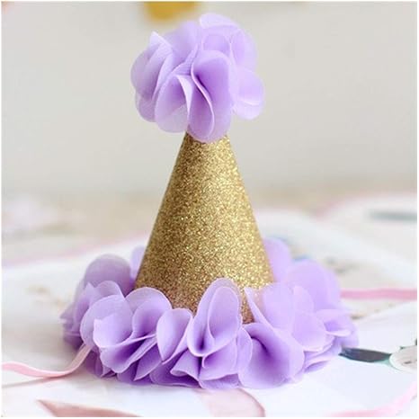 Amazon Co Jp Miyu バースデーハットピンクラベンダーゴールドの花のパーティーハットカチューシャパーティー帽子 Color 1 Piece Lavender ホーム キッチン