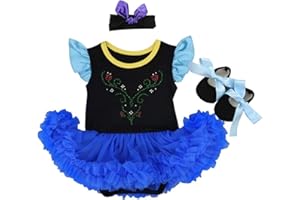 MYRISAM Baby Girls Christmas Costume Snow White Mermaid Princess Polka Dot Birthday Romper Tutu Dress w/Headband Shoes