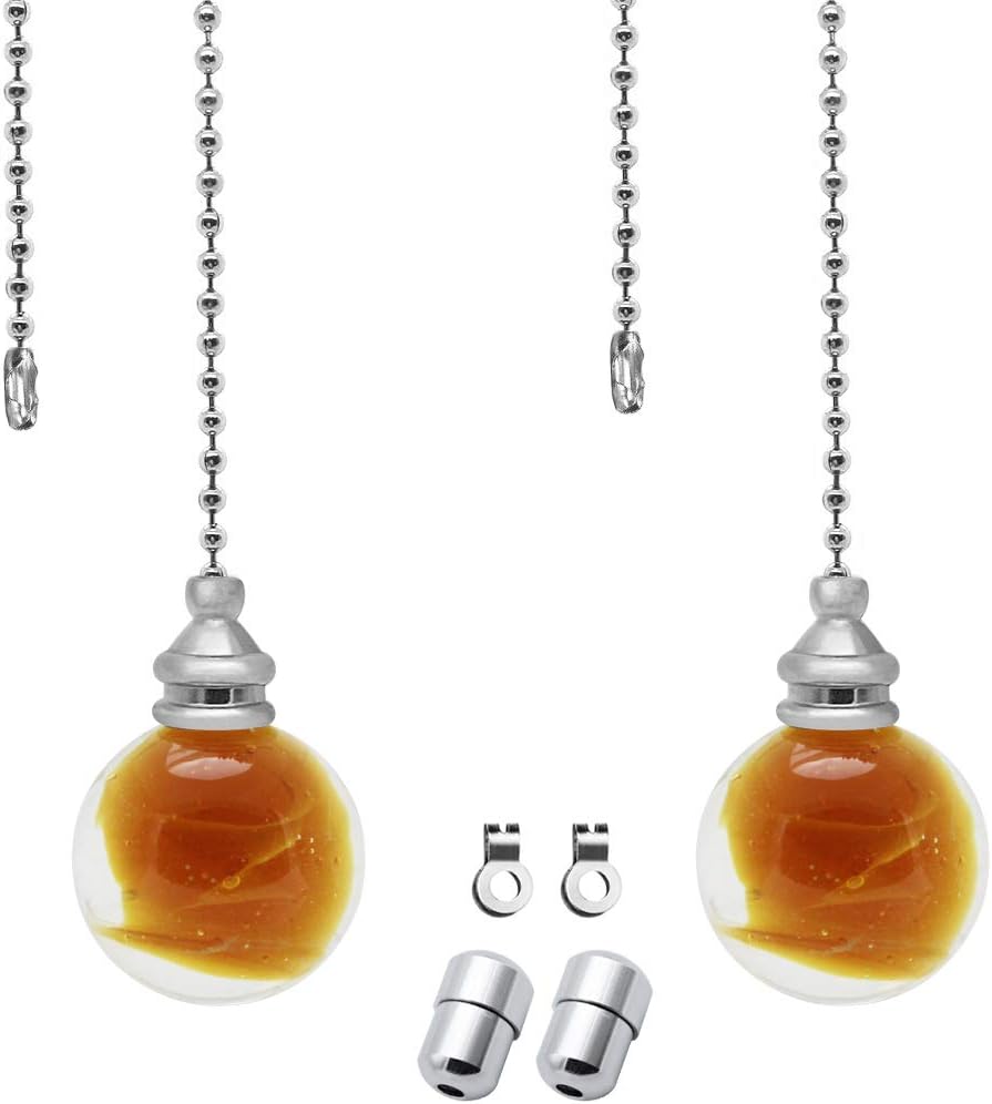 SPTwj 2 Pack Light Pull Chain Extension with Amber Glass Ball Chain