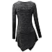 WayToIan Women Handkerchief Hem Long Sleeve Tunic Top (XL, STT170327-black)