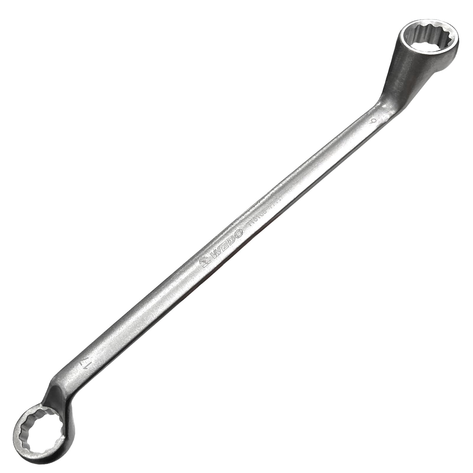 WEDO Titanium 75-Degree Deep Offset Double Box End Wrench, 17x19mm, Length 280mm, Lightweight, Non-Magnetic, Corrosion Resistant, One-time Die-Forged,Apply in Aerospace, Marine, Petrochemical