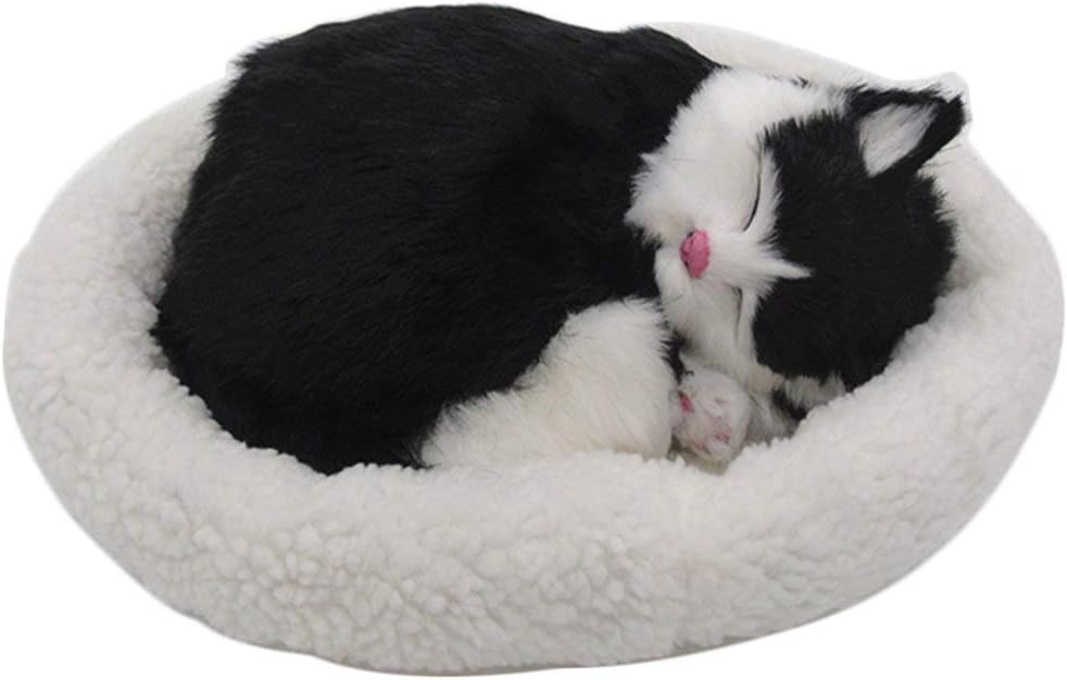 Hauska Emulation Sleeping Breathing Cute Cat Toy with Snore Sound Pet for Kids (Style2)
