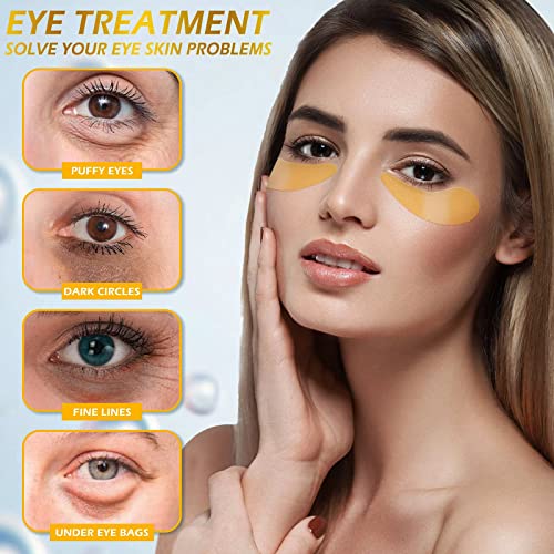 60 Pieces Eye Patches 24K Gold Eye Patches Dark Circles and Gel Bags for Under Eyes, Anti-Wrinkles and Anti-Dark Circles, Remove Bags and Puffiness, Moisturizing and Anti-Aging, Unisex
