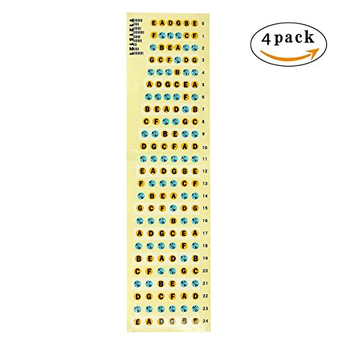 Pakala66 4 Pack Guitar Fretboard Note Decals Fingerboard Frets Map Sticker for Beginner Learner Practice Fit 6 Strings Acoustic Electric Guitar