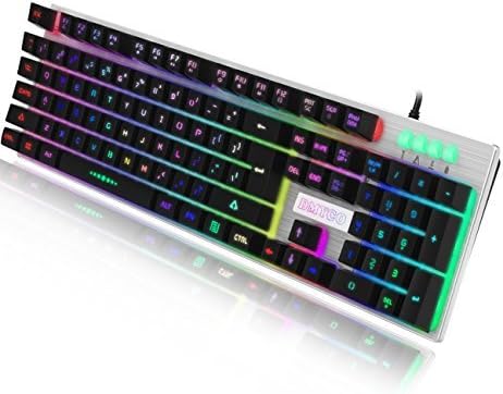 amazon backlit led wired gaming keyboard fojny mechanical feeling keyboard with adjustable backlight usb wired illuminated computer keyboard for pc games office k2 black 並行輸入品 fojny ノートパソコン 通販