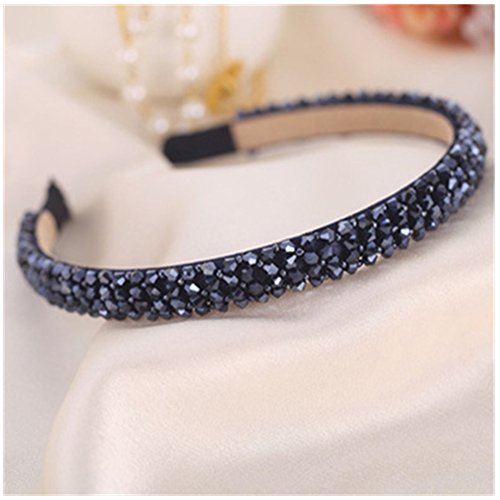 Casualfashion Sparkle 4 Rows Crystal Rhinestone Headbands Beaded Hair Hoop Band (Navy)