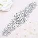 FANGZHIDI Beaded Applique with Rhinestones and Pearls for Wedding Sash or Head 3 Colors-1 Piece(6.1” X 2”in)