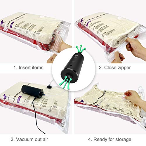 Vacbird Vacuum Storage Bags with Electric Air Pump, 6 Pack (3 x Medium
