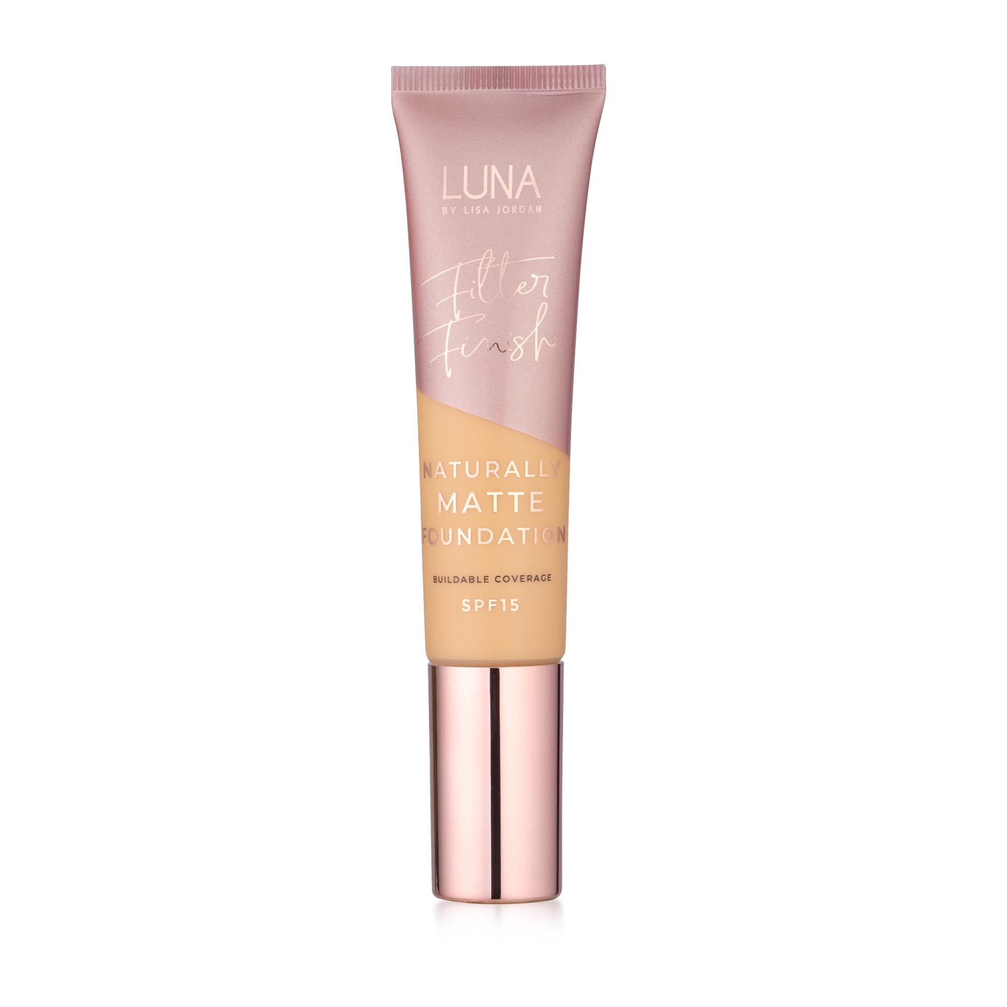 LUNA Matte Foundation in LIGHT PLUS Shade - Contains Vitamin E and SPF15 - Oil-Free Face Foundations with Warm Neutral Undertone - Suitable for Oily and Sensitive Skin