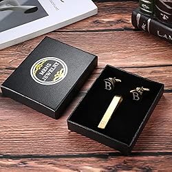 LOYALLOOK Gold Initial Cufflinks and Tie Clip Set