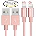 Lightning Cable, JOOMFEEN 2Pack 6FT Extra Long Nylon Braided 8pin USB Cable Charging Cord for iPhone 7/7 plus/6/6s/6 plus/6s plus, 5c/5s/5/SE, iPad Air/Mini, iPod Nano/Touch (Rose Gold)