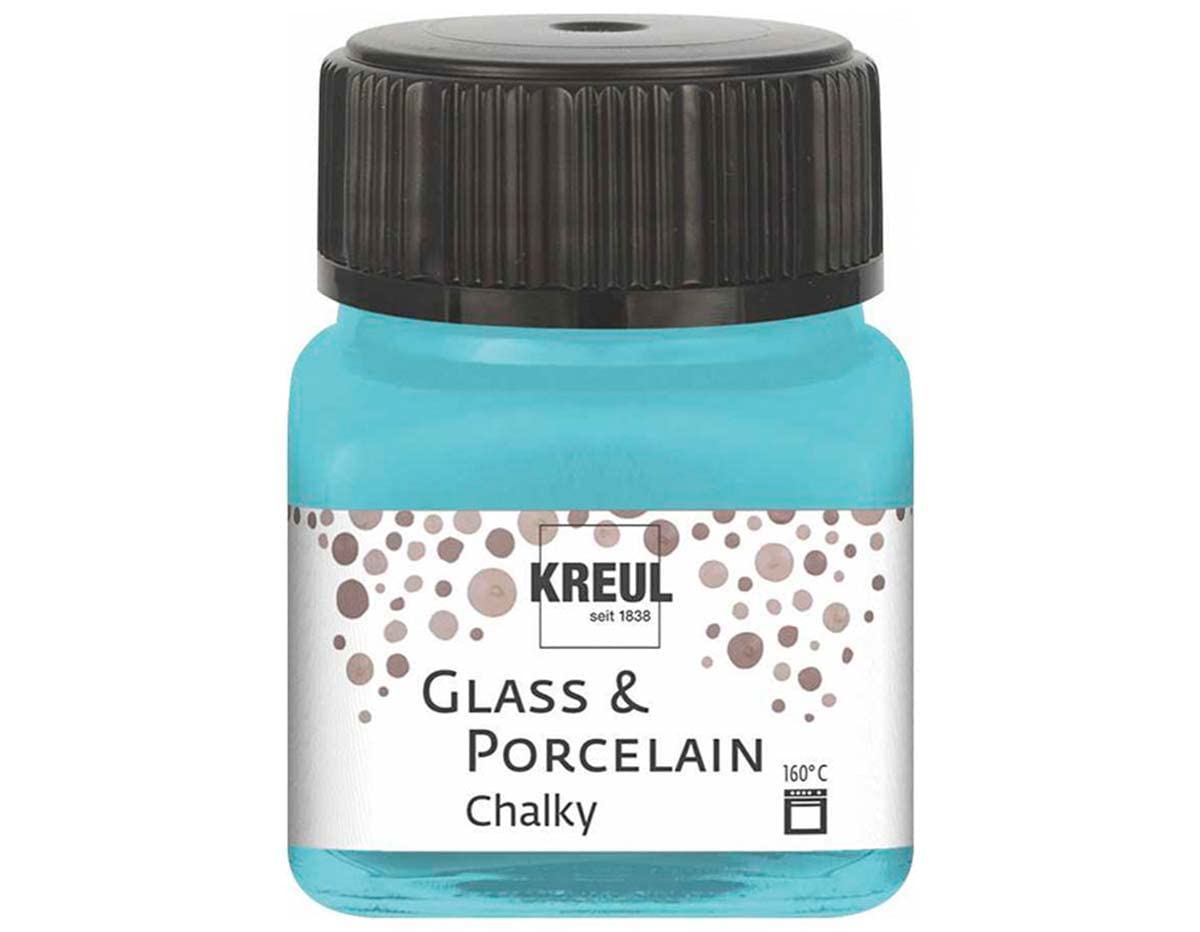 Kreul Glass & Porcelain Chalky Ice Mint 16638 20 ml Glass Gentle Matte Glass and Porcelain Paint Water-based Quick Drying Opaque