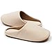 RelaxedFoot Slippers | Organic Cotton & Memory Foam | 1 Pair with Storage Bag (Large, Beige)