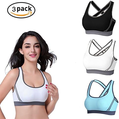 TOOCT Racerback Sports Bra For Women Plus Size for Running Gym Fitness Bra Pack Athletic Bras Padded Push Up Tank Tops Shockproof Sport Bra Top