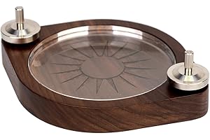 JSTFRU Spinning Tops,Metal Top Spinner with Glass Black Walnut Base,Spin Long Time,Mental Focus and Stress Relief,Perfect Balance,Well Made Metal Desk EDC Toys (2)