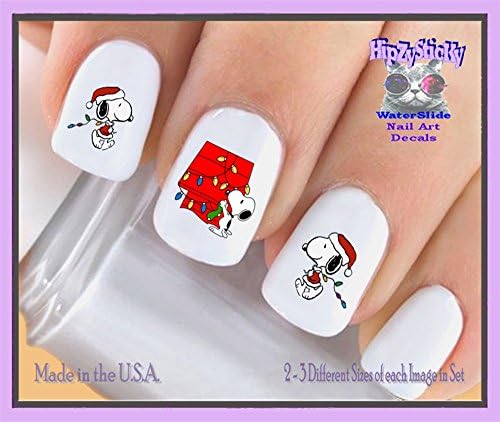 Holiday Christmas - Christmas 822X Snoopy #8 Doghouse Xmas Lights Nail Decals - WaterSlide Nail Art Decals - Highest Quality! Made in USA