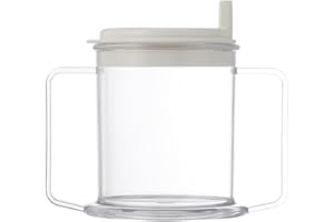 UPKOCH Adult Sippy Cup, 2 Handle Plastic Mug with Lid for Elderly, Spill-Resistant Drinking Cup with Easy to Grasp Handles