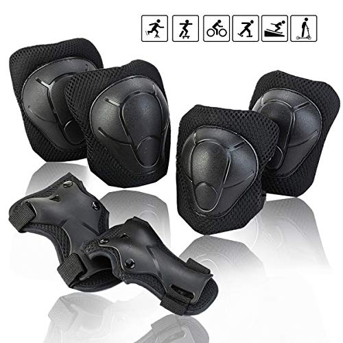Kids/Youth Knee Pad Elbow Pads Guards Wrist Guards Protective Gear Set for Rollerblade Roller Skates Cycling BMX Bike Skateboard gs Scooter Riding Sports,Toddler for Multi-sports Outdoorï¼ˆAge3-7ï¼‰Black