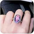 MAIHAO Women's Fashion Ring - White Fire Opal & Purple Amethyst CZ In 10KT Black Gold Filled (Size 8)