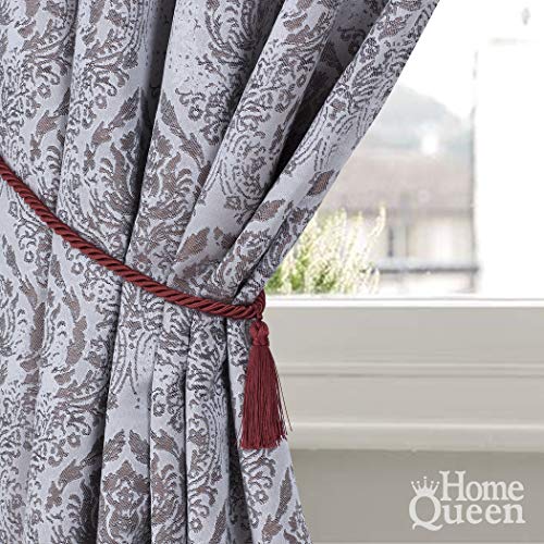 Home Queen Decorative Tassel Rope Tie Backs for Window Curtain, Hand Knitting Buckle Cord Drapery Tieback, 4 Pieces, Burgundy