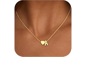 Treasure Bender Christmas Gifts for Grandkids Teens Girls - 18K Gold Plated Heart Initial Pendant Necklaces for Women Girl Birthday Gifts Stocking Stuffers for Teen Girls Women Jewelry