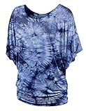 LL WT1064 Womens Short Sleeve Tie-Dye Oversized Draped Top XXL NAVY