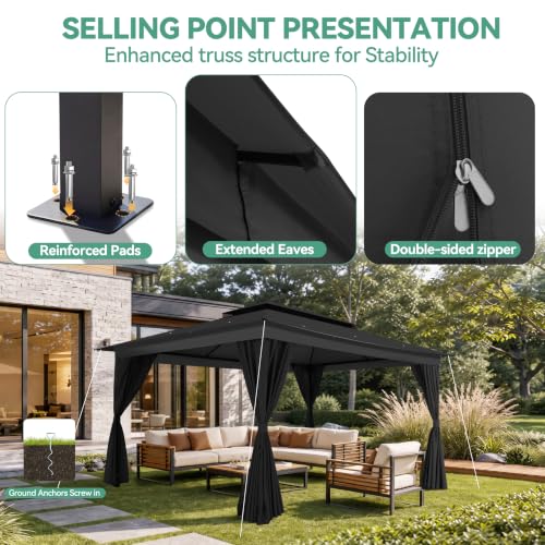 COBIZI 10x15 Outdoor Gazebo Review: Soft Top Shelter with Privacy Curtains image 19