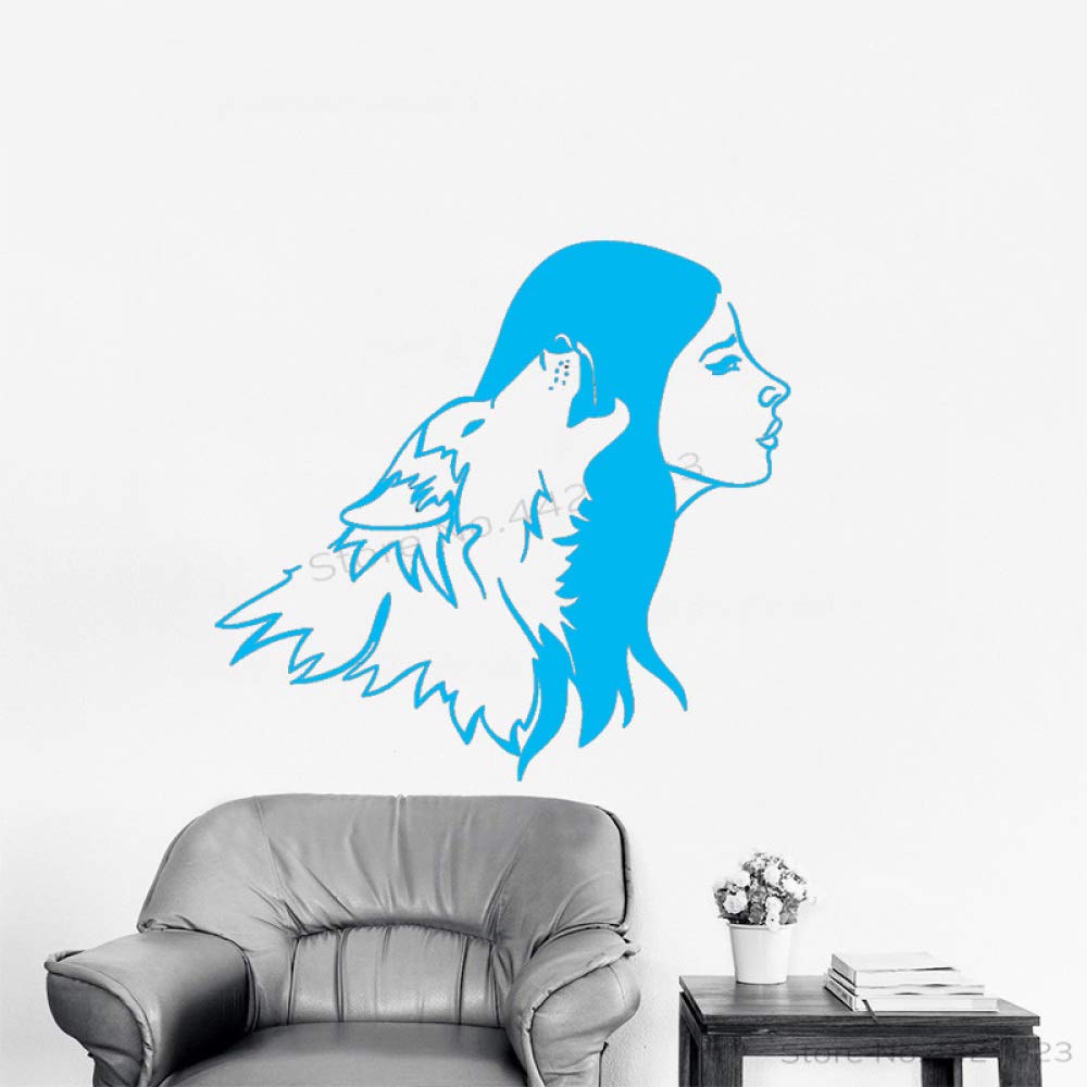 xingbuxin Tatuajes de Pared Creativo Lobo y Mujer Silueta Vinilo ...