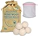 Leirai Wool Dryer Balls - Pack of 6 XL - Organic Natural Fabric Softener, Dryer Sheets Replaces, Chemical Free, Baby Safe, Shorten Drying Time, Lingerie Bra Laundry Bag