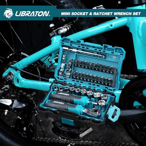 LIBRATON 37 Piece Mini Ratchet and Socket Set with 10.2mm Drive, 4-13mm Bits, Magnetic Handle, Extension Bars and Universal Joint, with Storage Case for