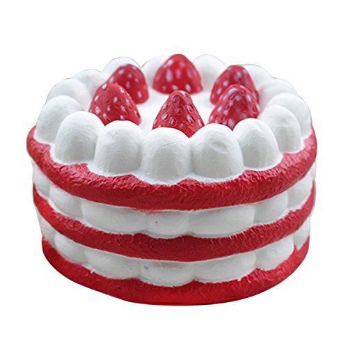 Slow Rising Squishy Slice Cake Cream Scented Slow Rising Hand Wrist Toy (Red)