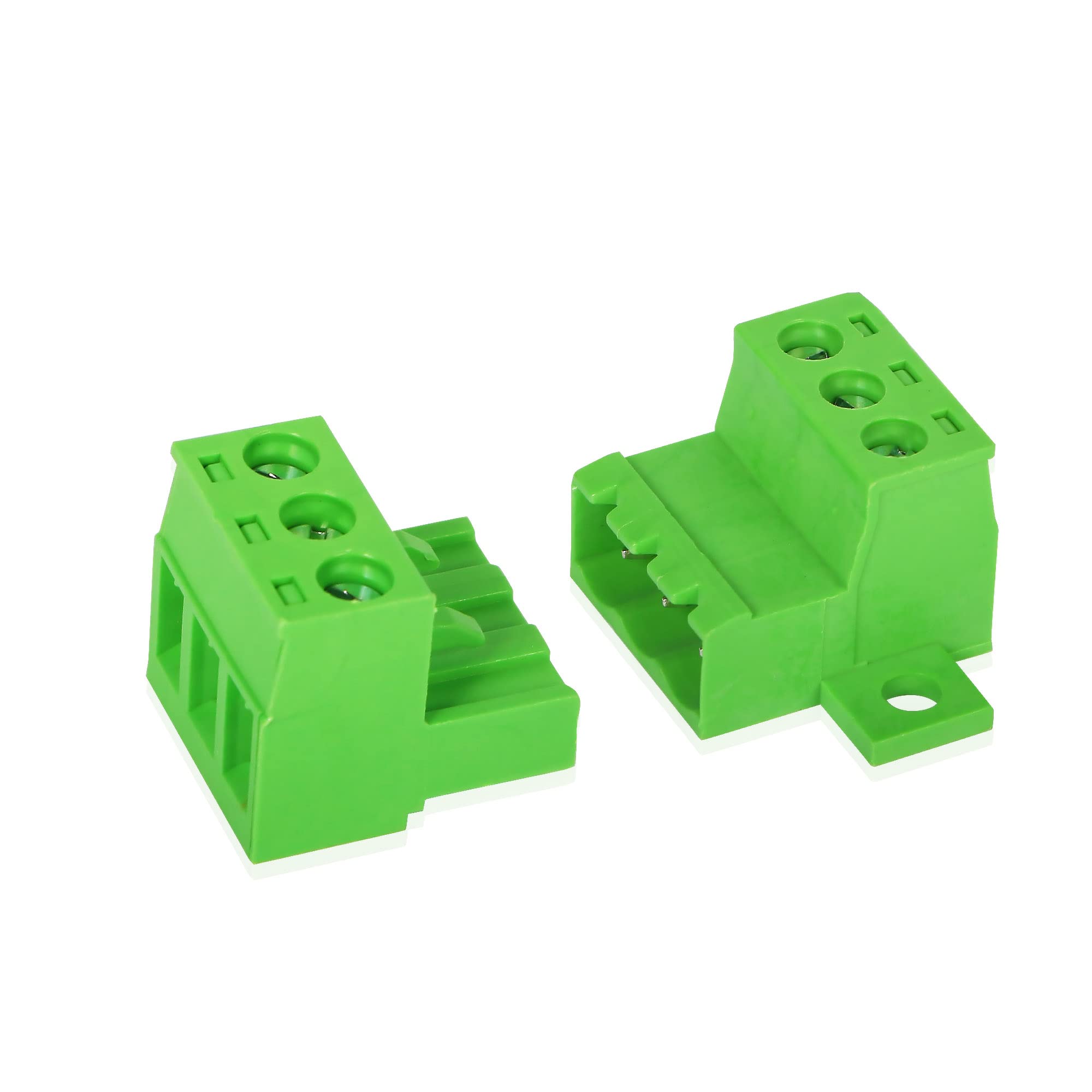GINTOOYUN 5 Sets 3-Pole 5.08 mm Terminal, 2EDGRK Phoenix Connector 3 Pin with Screw Lock Plate Fixed, PCB Pluggable Screw Terminal Block Connectors, 5.08mm Pitch Male Female Plug