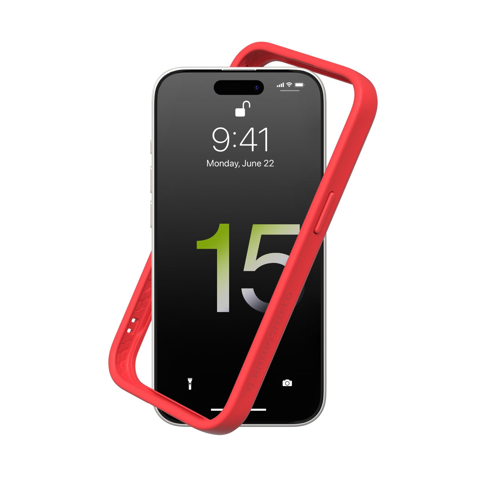 RHINOSHIELD Bumper Case Compatible with [iPhone 15] | CrashGuard - Shock Absorbent Slim Design Protective Cover 3.5M / 11ft Drop Protection - Red