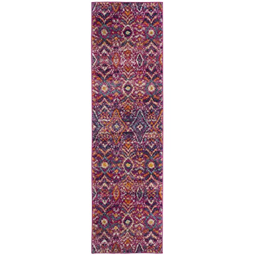 Safavieh Madison Collection MAD610M Bohemian Fuchsia and Multi Runner (2'3" x 8')