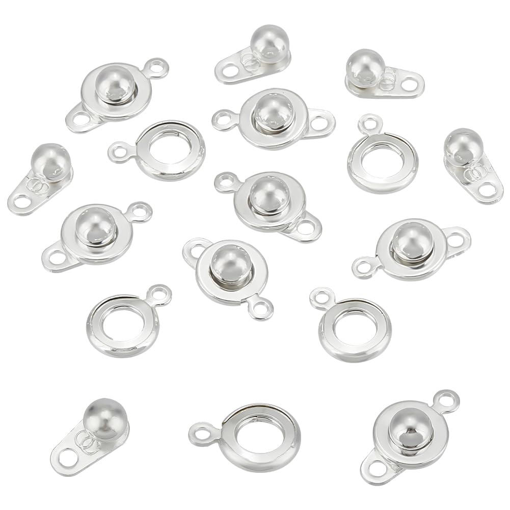 UNICRAFTALE About 12 Sets Stainless Steel Snap Clasps Small Silver Snap Button Ball & Socket Snap Clasps Fastener Clasp Connector Round Snap Button Clasps for DIY Necklaces Bracelets Jewelry Making