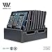 MobileVision 10-Port USB Charging Station in Executive PU Black Leather for Smartphones & Tablets Family-Sized or use in Corporate Offices, Classrooms